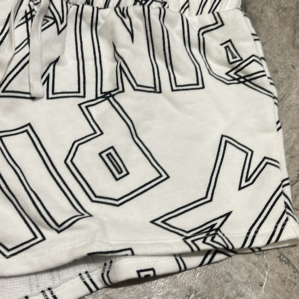 PINK Victoria’s Secret NWOT PINK logo black and white drawstring shorts small - Picture 3 of 13